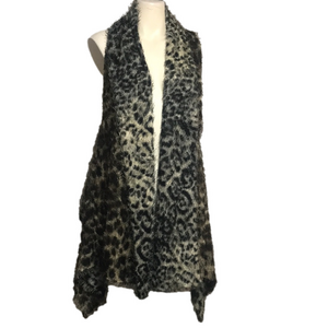 Animal Print Draped Front Vest Sz X-LARGE